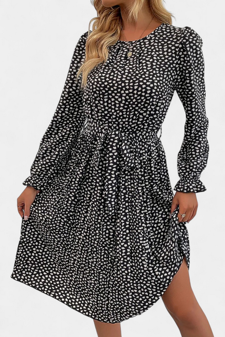 Evabeth Vestido Midi Plisado de Leopardo