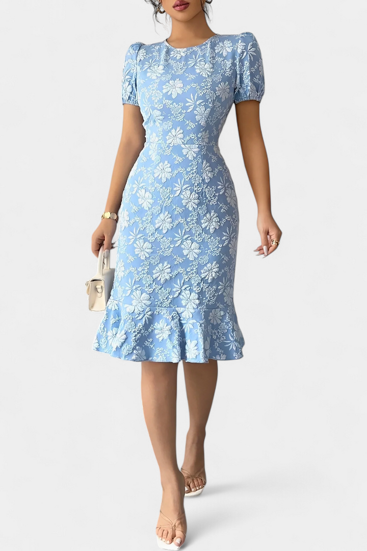 Champel Vestido Midi Bodycon con Mangas Abullonadas