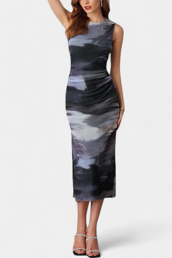 Helaia Vestido Largo con Abertura y Estampado Digital