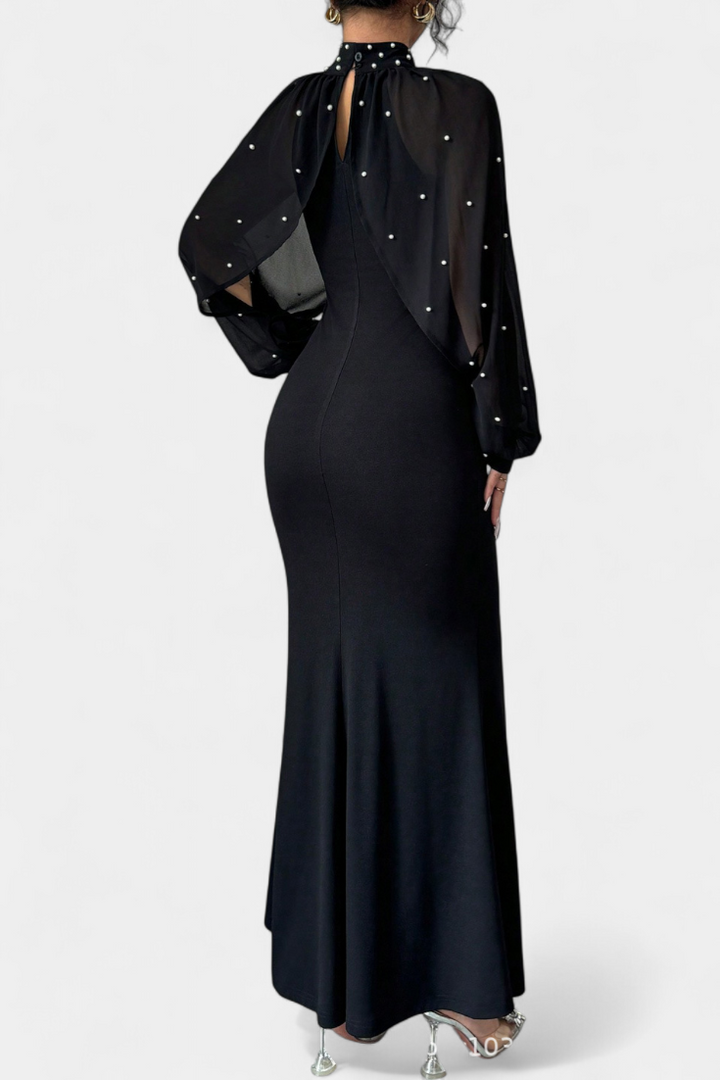 Atenea Vestido Halter de Malla con Mostacillas