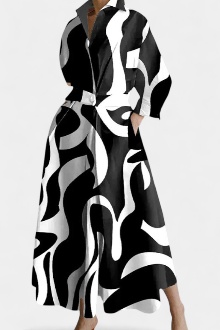 Miriam Vestido Maxi de Manga Larga Retro