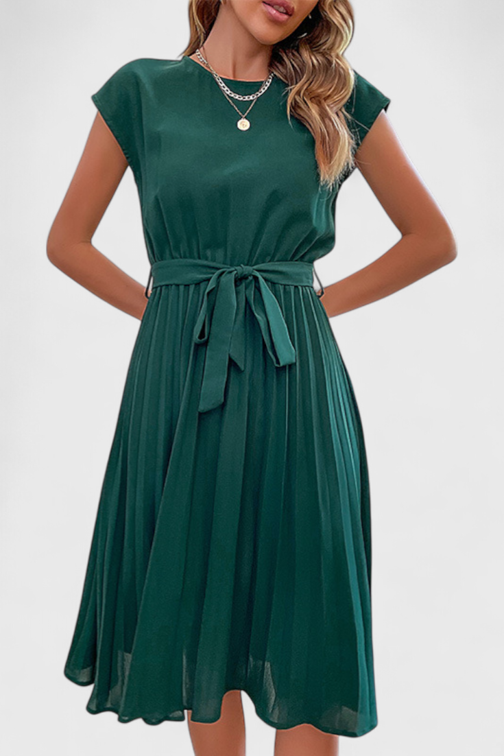 Luxie Elegant Midi Dress in Lightweight Fabric with Fluid Cut