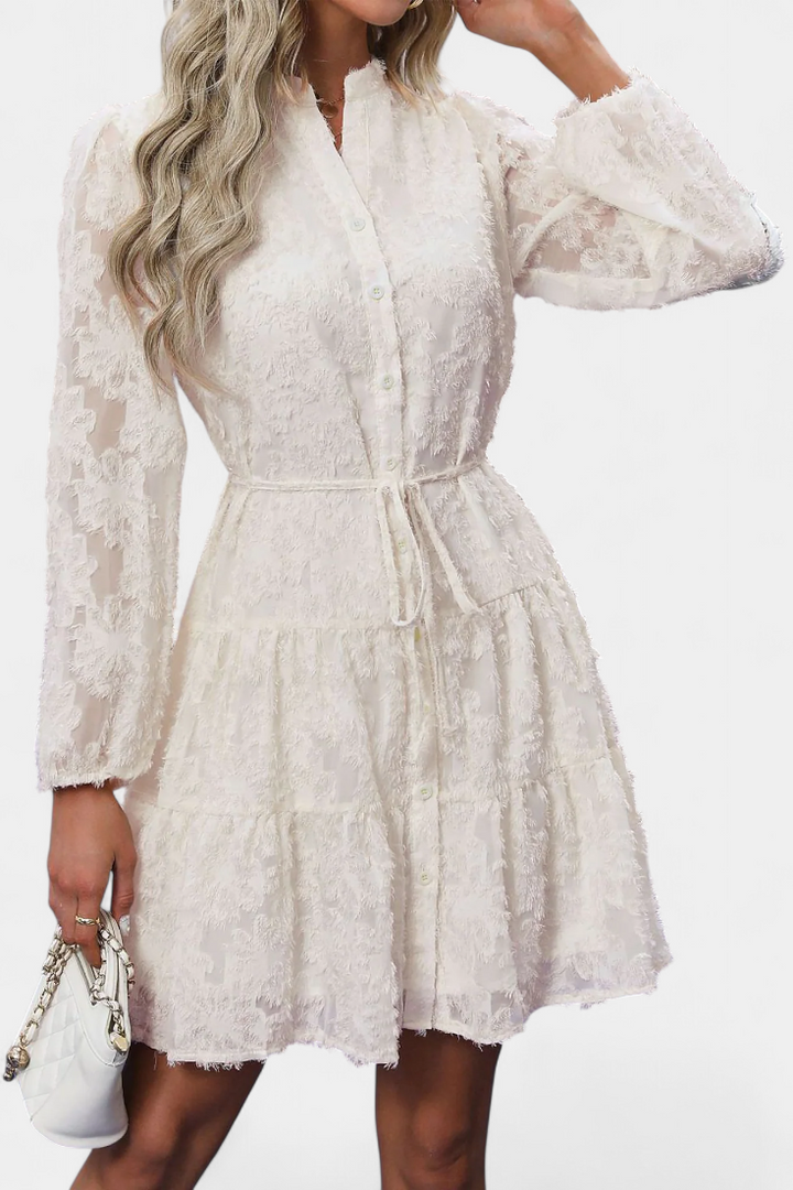 Soreia Vestido Camisero de Botones con Manga Larga Texturizada