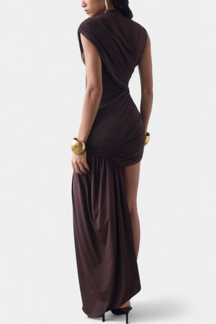 Velia Vestido Mini Asimétrico con Drapeado