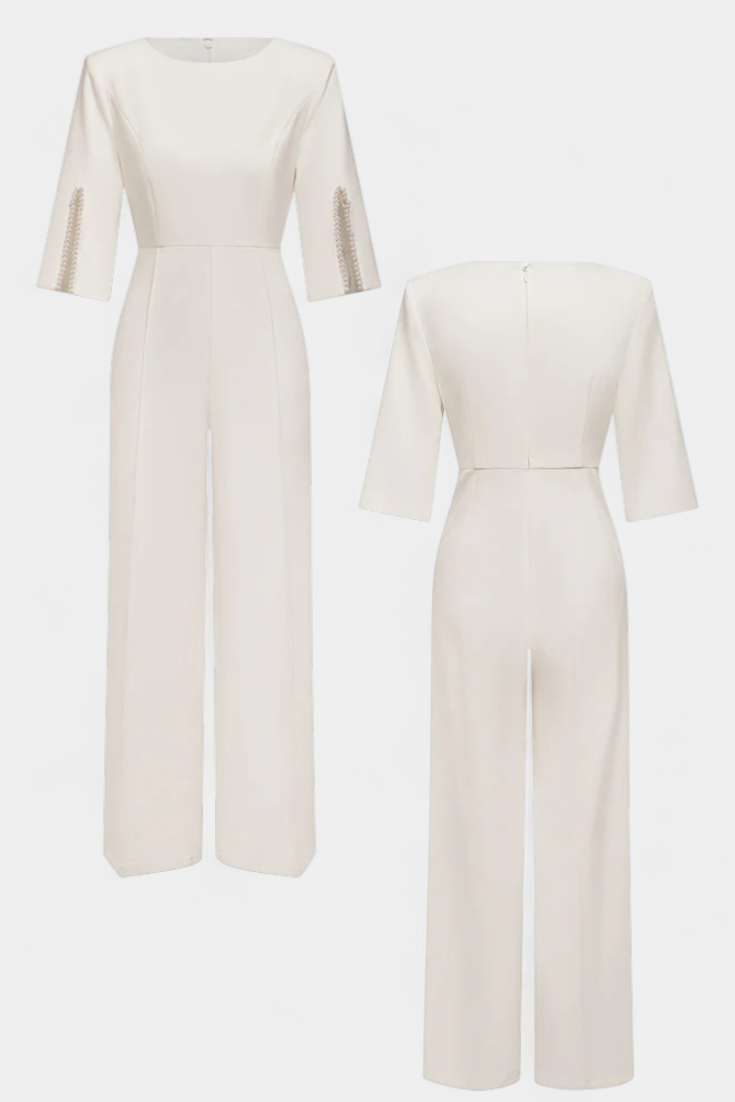 Mono Prim Suelto de Color Sólido con Cuello Redondo