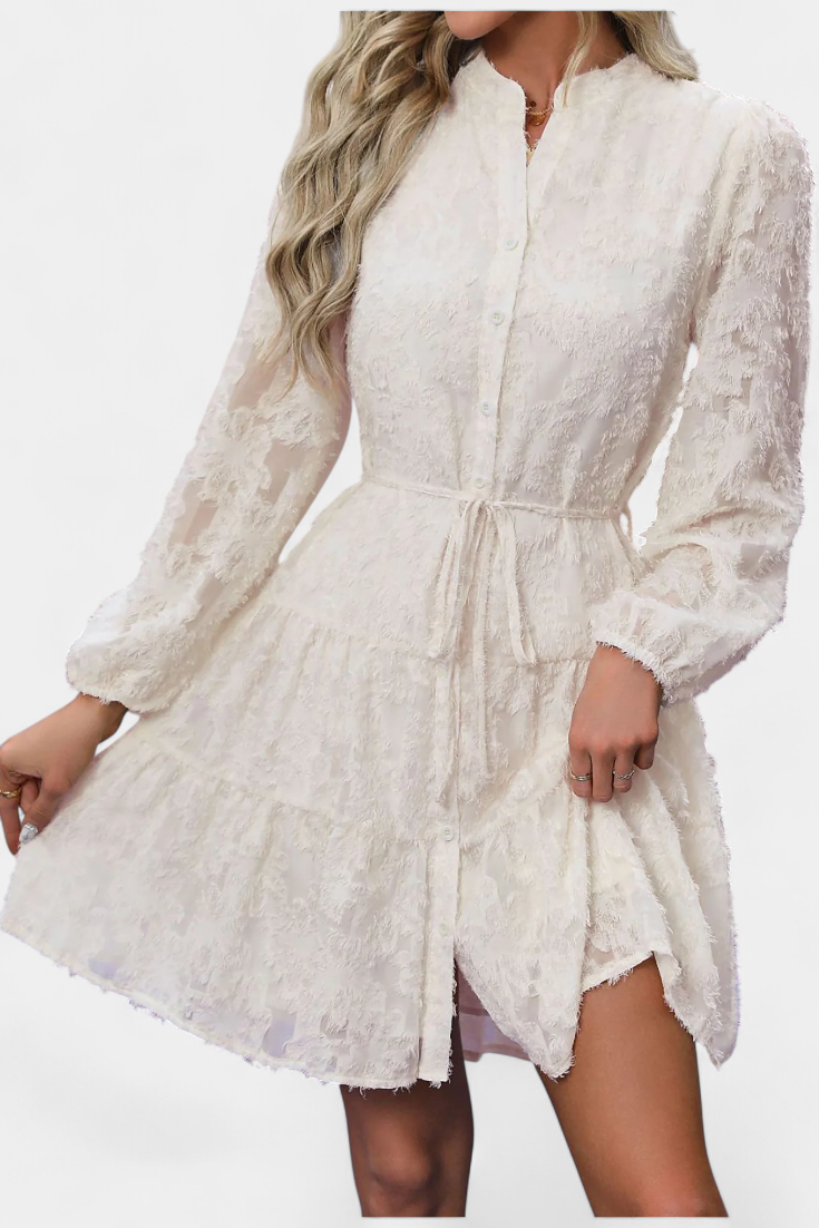 Soreia Vestido Camisero de Botones con Manga Larga Texturizada