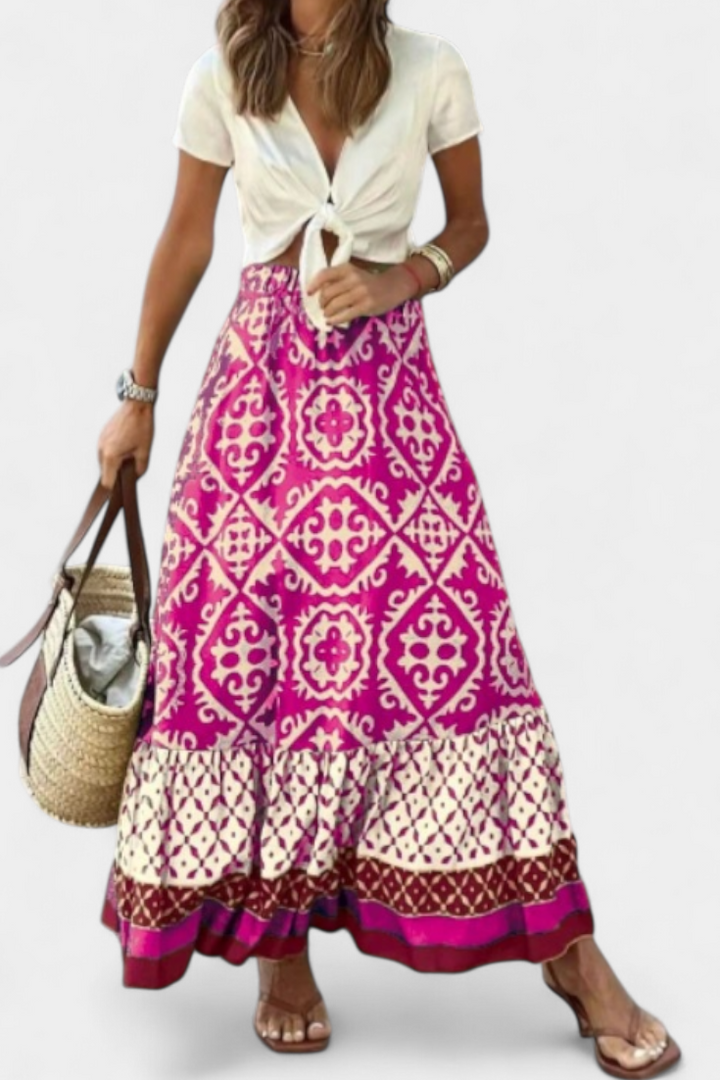 Ethel Maxi Skirt Printed with Ruffle
