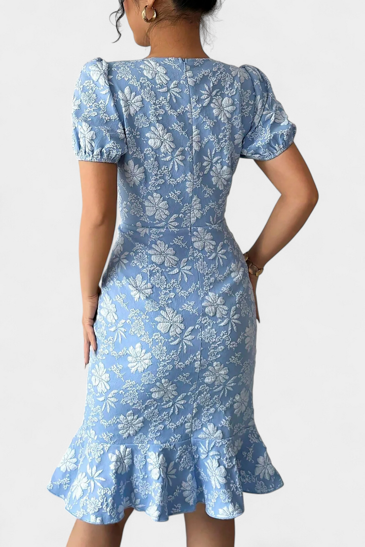 Champel Vestido Midi Bodycon con Mangas Abullonadas