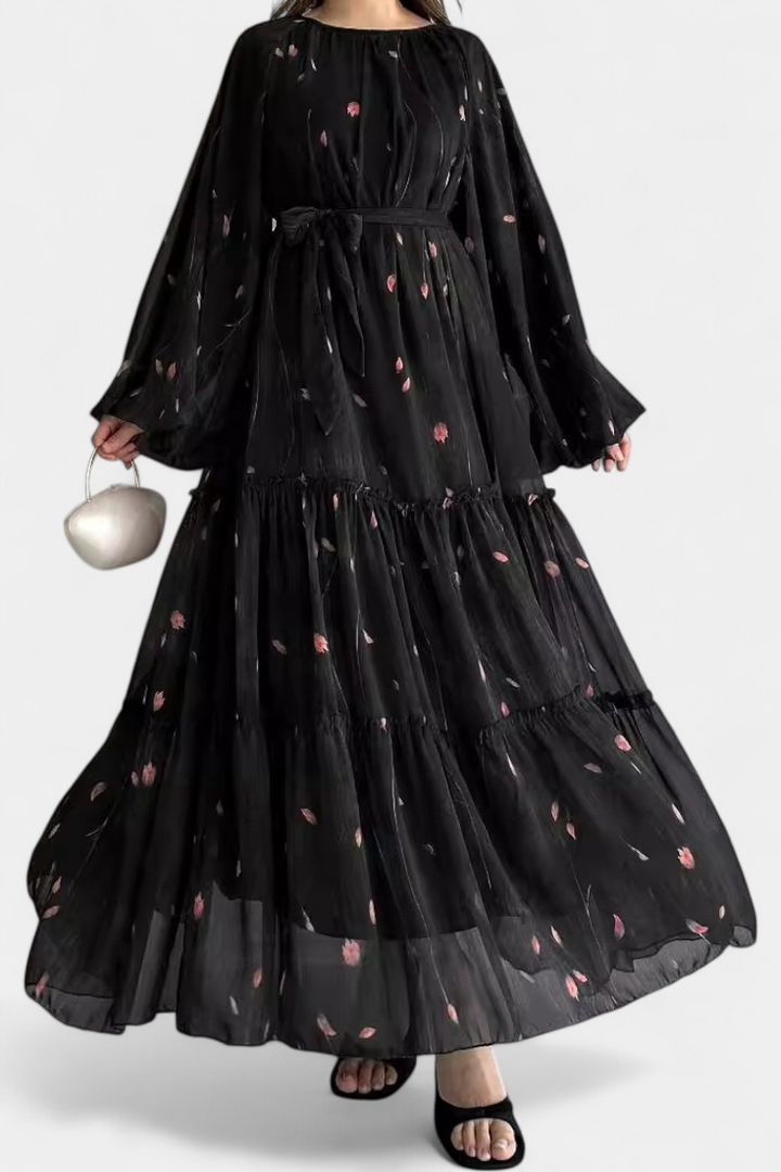 Tavira Vestido Floral de Manga Larga con Cinturón