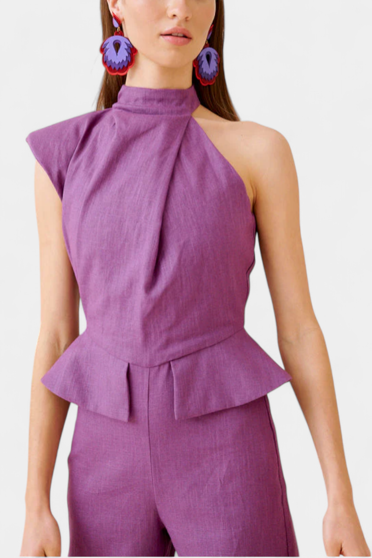 Nerida Mono Largo Asimétrico de Lino y Algodón