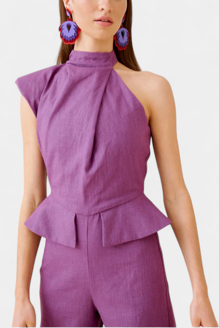 Nerida Mono Largo Asimétrico de Lino y Algodón