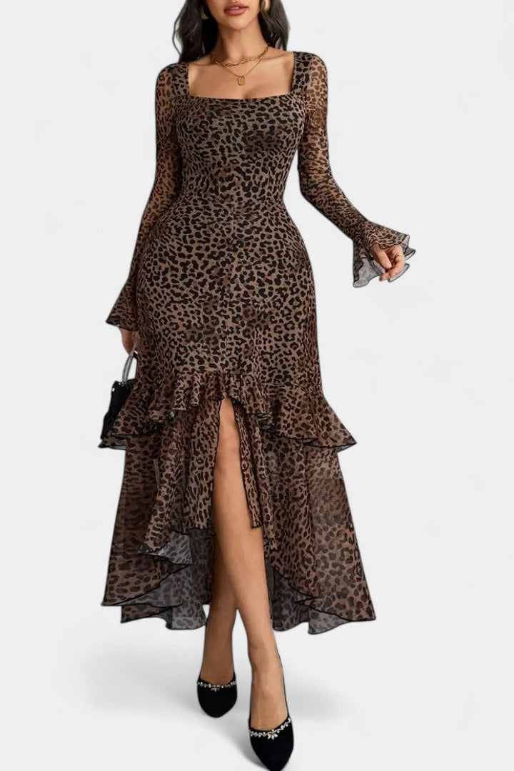 Amali Vestido Maxi de Estampado con Cuello Cuadrado