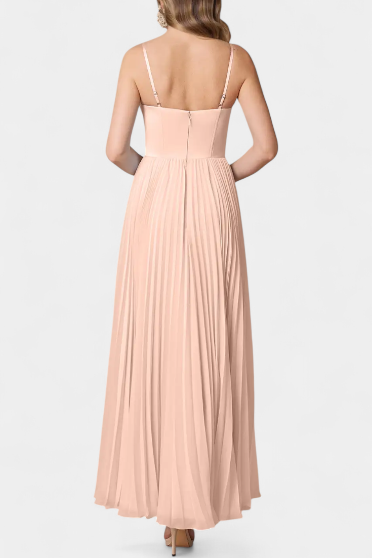 Ottilie Vestido de Chiffon Plisado con Corsé Esculpido y Escote Corazón