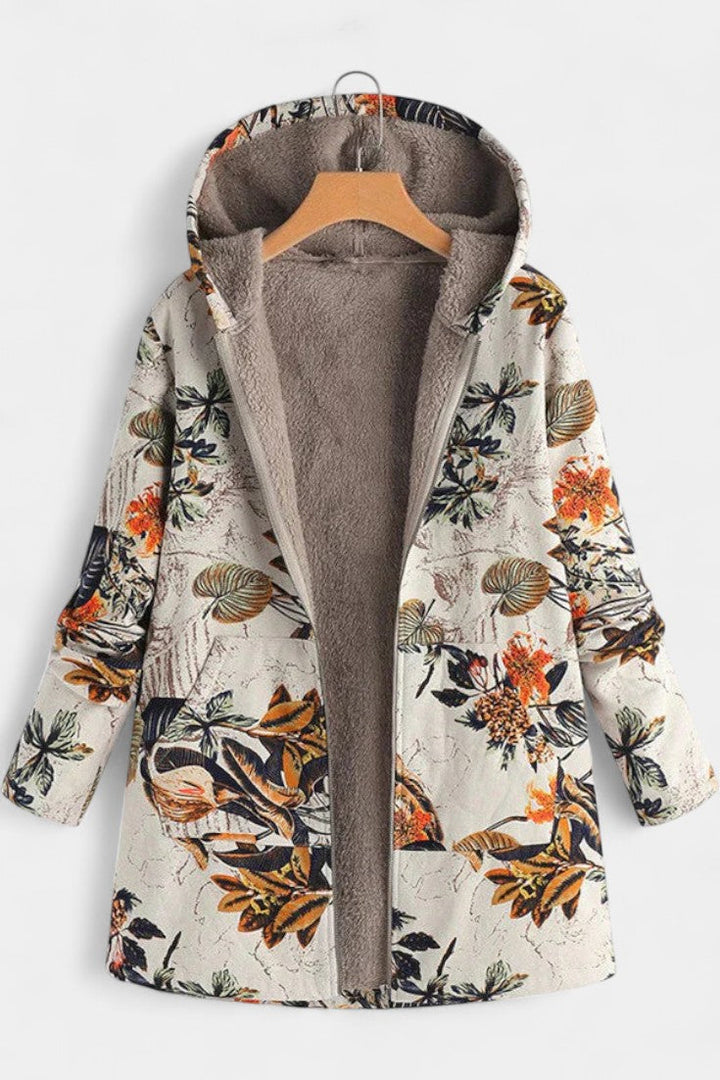 Abrigo Floral de Invierno April con Capucha