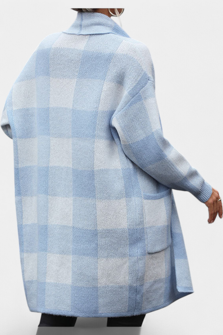 Lovella Cárdigan Casual a Cuadros con Bolsillos