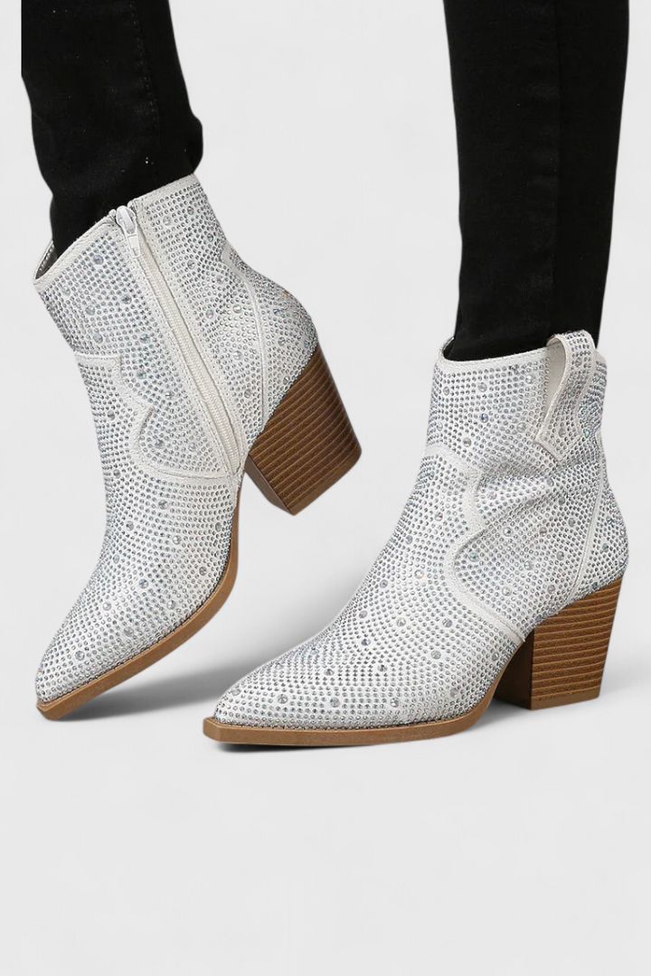 Berenice Elegant Boots with Patchwork and Side Zipper