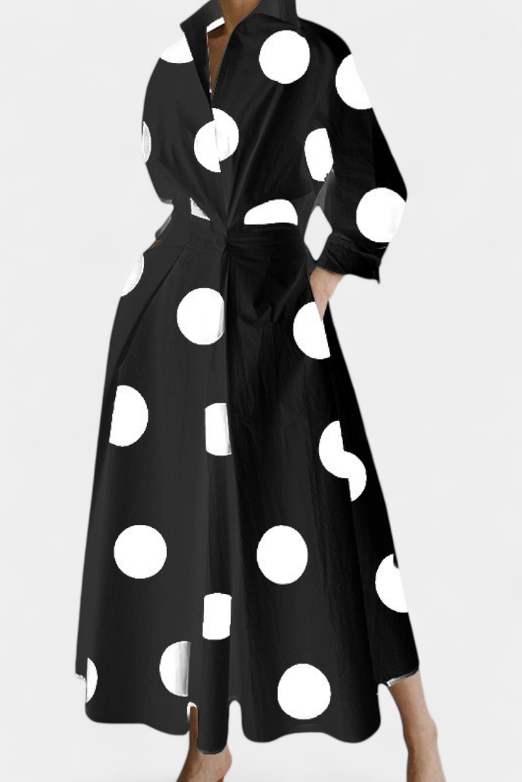 Miriam Vestido Maxi de Manga Larga Retro