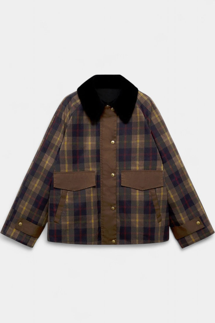 Ausra Chaqueta de Corte Recto con Estampado de Cuadros