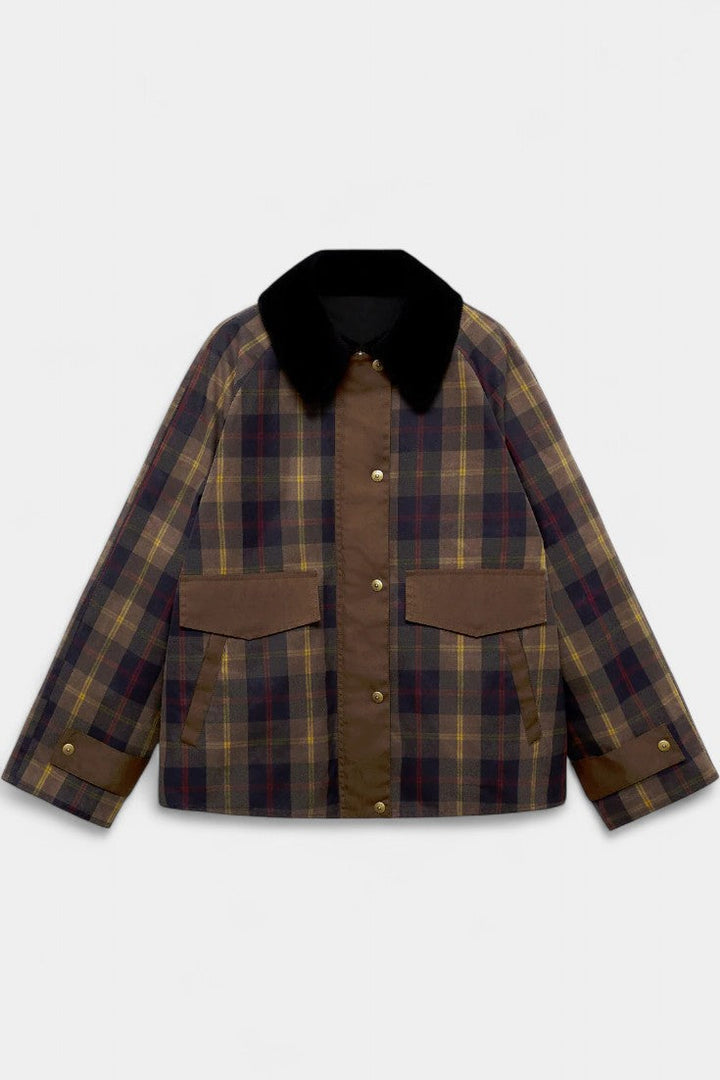 Ausra Chaqueta de Corte Recto con Estampado de Cuadros