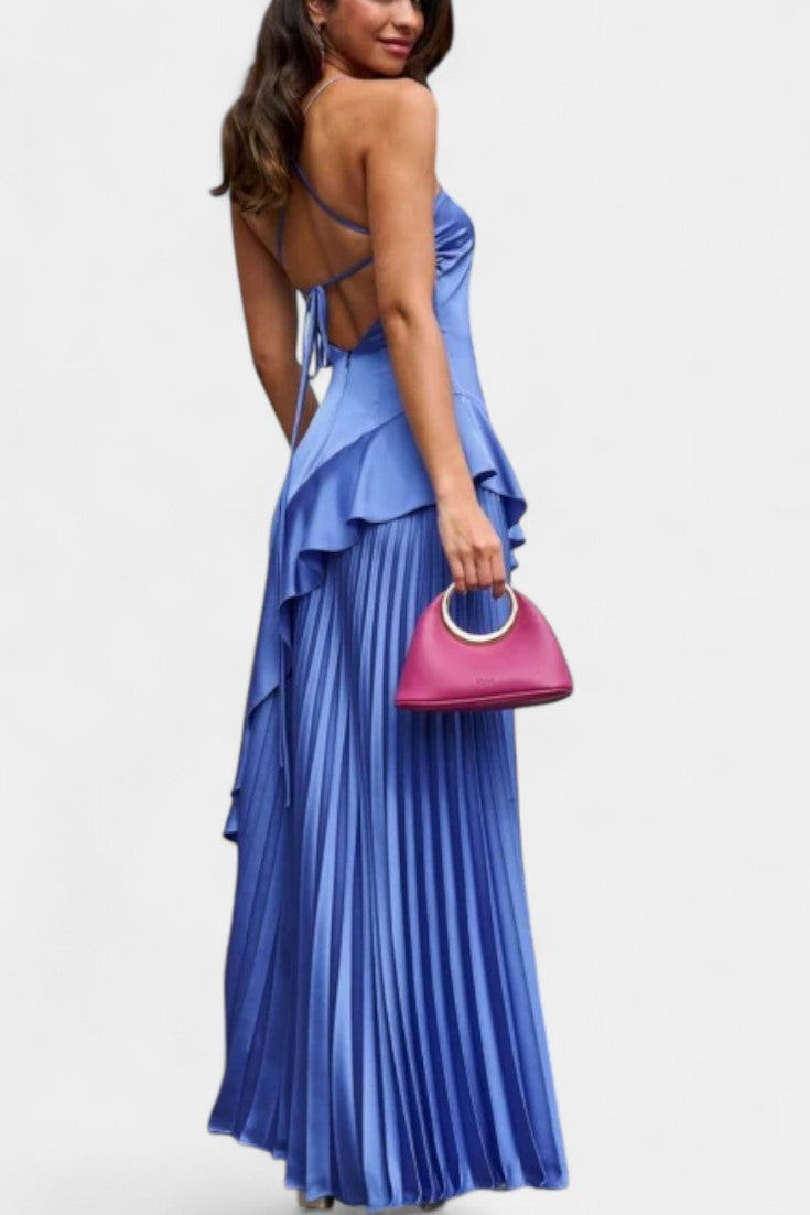 Paige Vestido Asimétrico de Un Hombro con Volantes