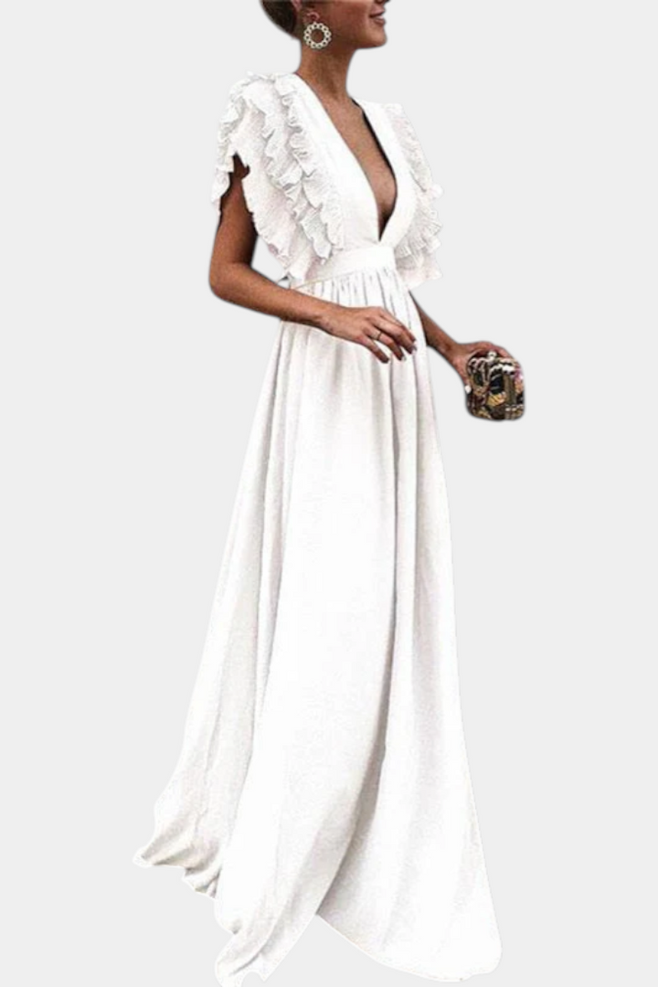 Lucera Vestido Maxi Elegante con Mangas Volantes