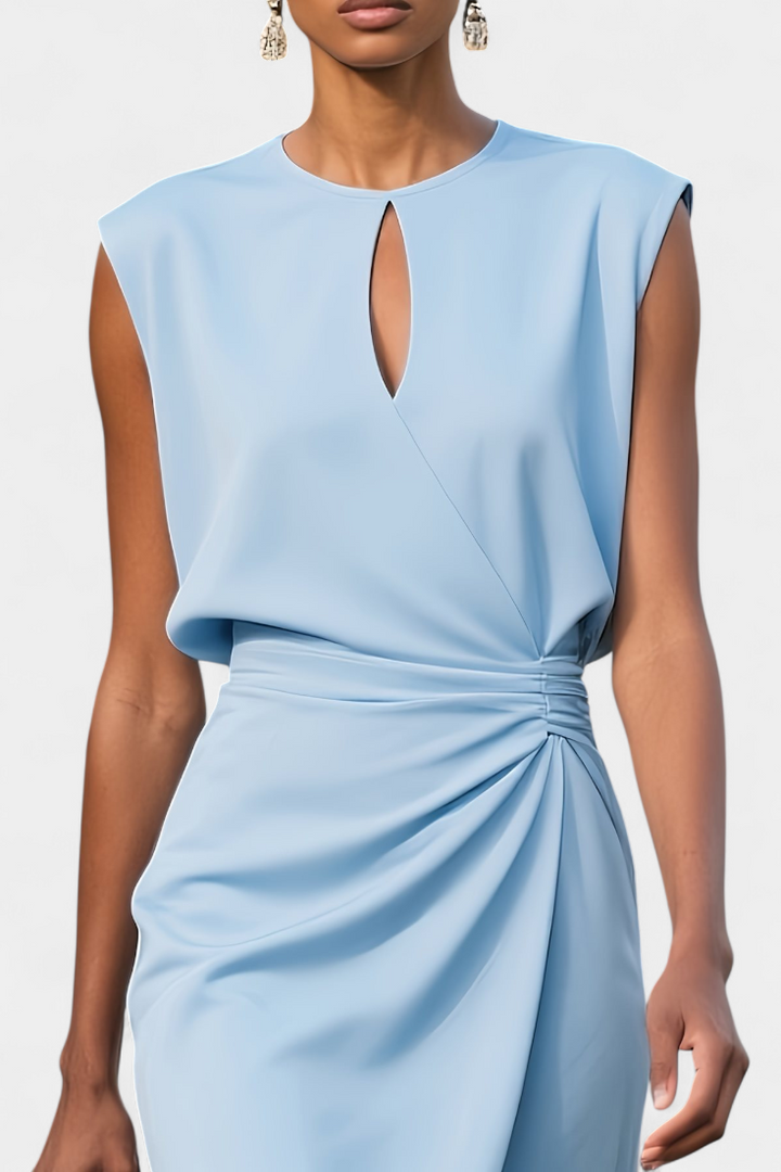 Mona Vestido Midi de Manga Larga con Cuello Redondo