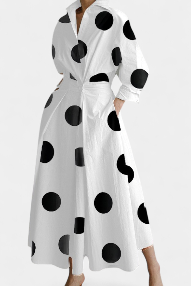 Miriam Vestido Maxi de Manga Larga Retro