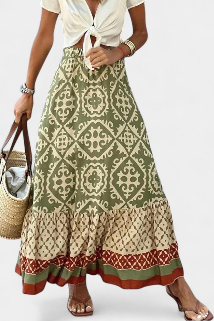 Ethel Maxi Skirt Printed with Ruffle