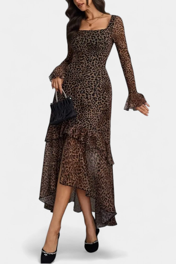 Amali Vestido Maxi de Estampado con Cuello Cuadrado