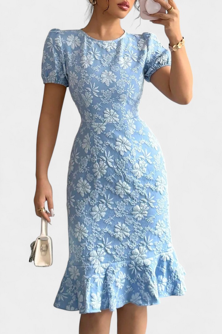 Champel Vestido Midi Bodycon con Mangas Abullonadas