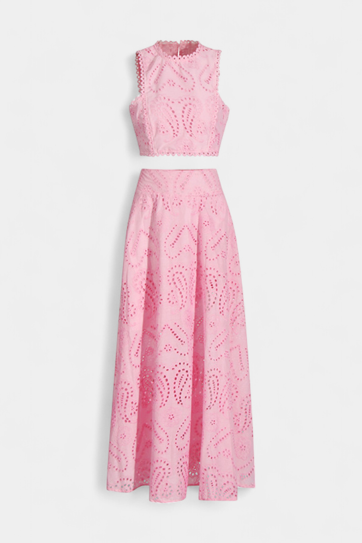 Danitza Conjunto Romántico de Encaje Floral Calado