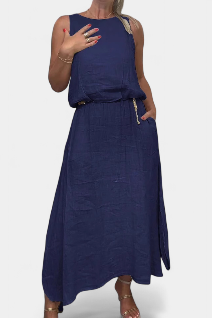 Meliora Conjunto en Lino y Algodón con Chaleco Sin Mangas y Falda