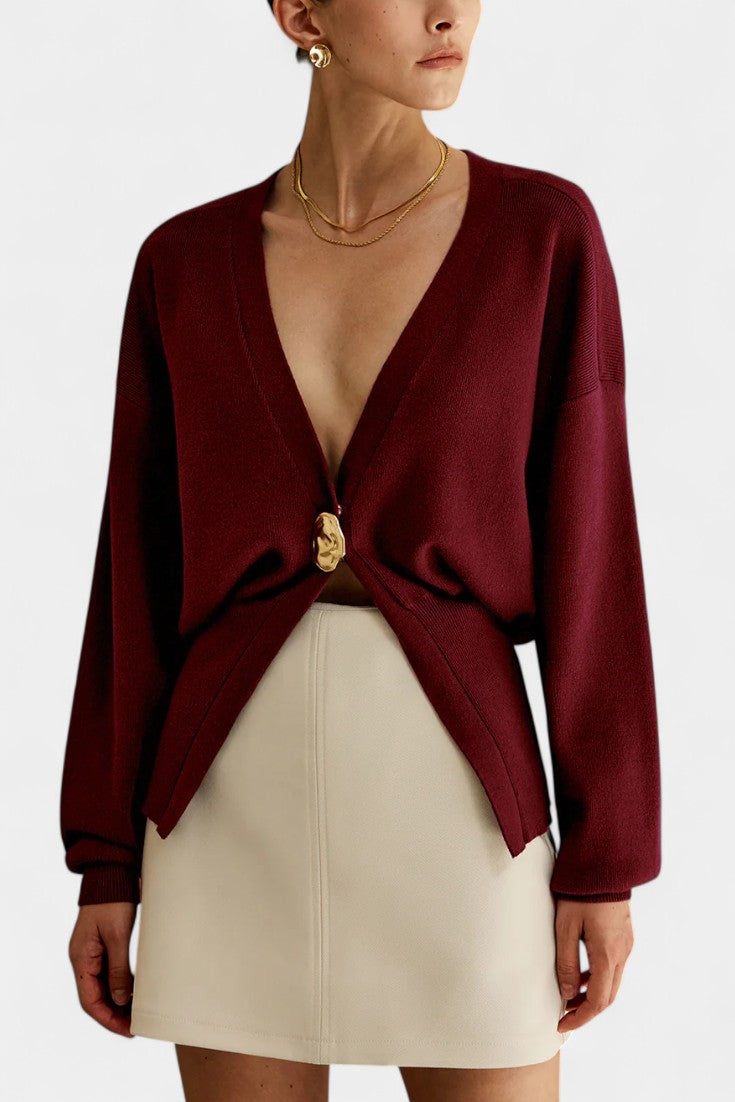 Solferina Cárdigan Liso Dorado