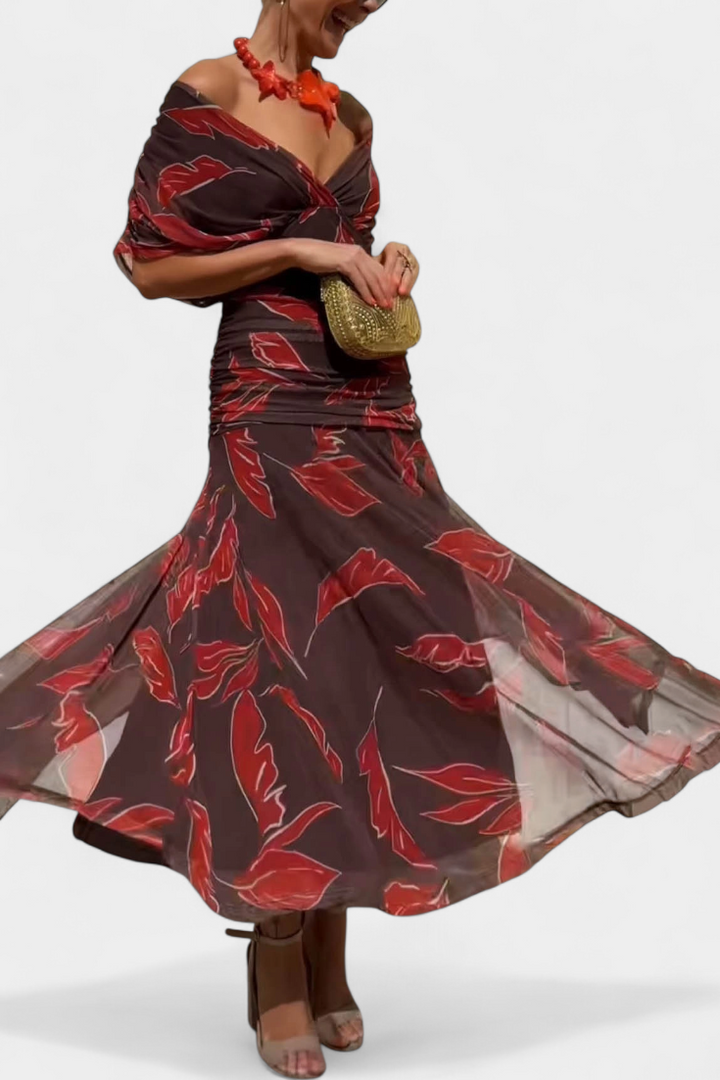 Alondra Vestido Largo con Estampado Floral Fantasía y Escote en V