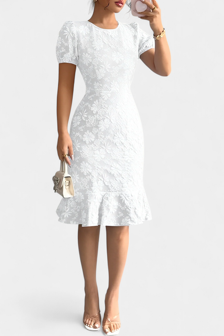 Champel Vestido Midi Bodycon con Mangas Abullonadas