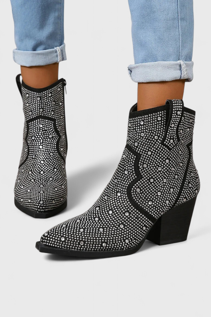 Berenice Elegant Boots with Patchwork and Side Zipper