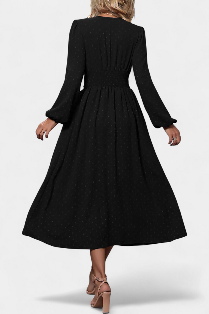 Faela Vestido Midi de Oficina con Lunares Suizos