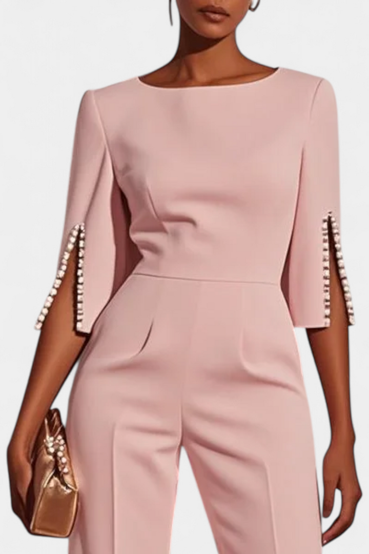 Mono Prim Suelto de Color Sólido con Cuello Redondo