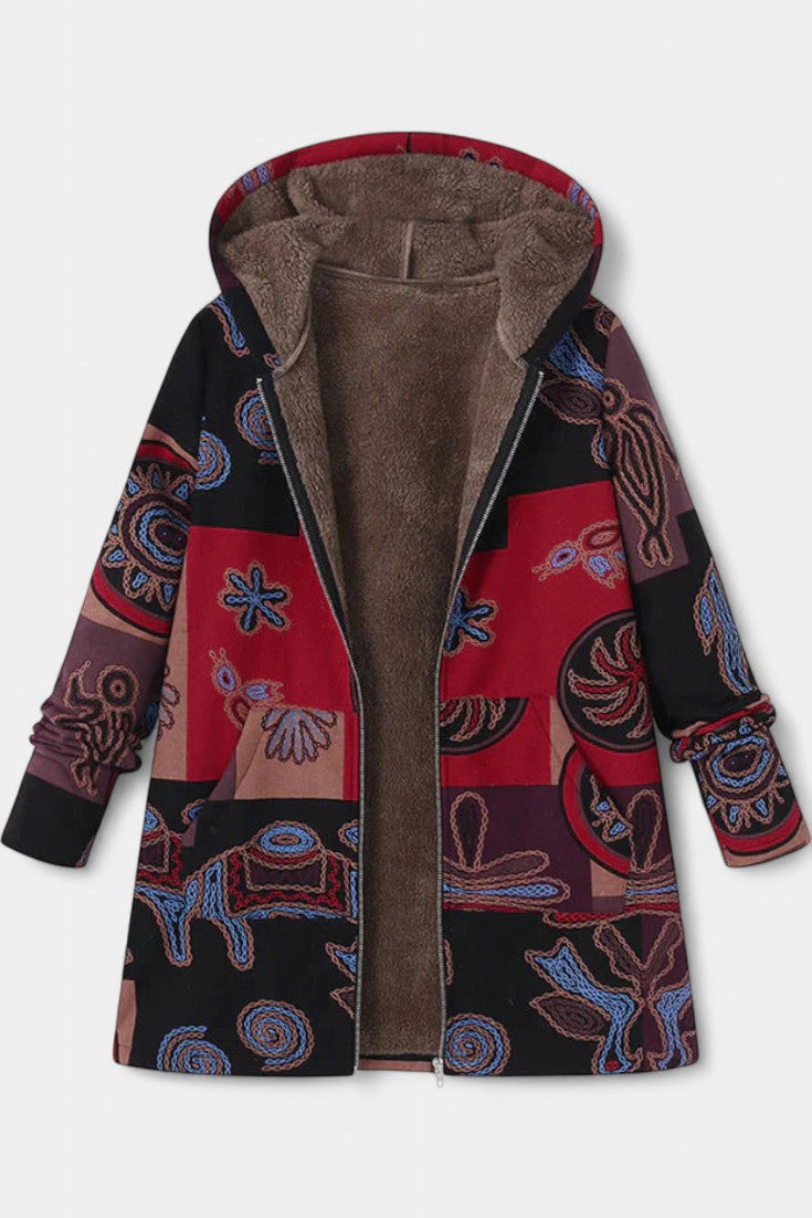 Abrigo Floral de Invierno April con Capucha