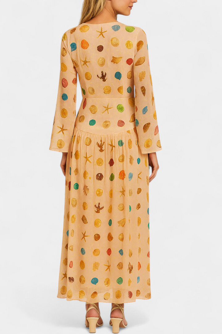 Alvie Vestido Estilo Hada con Estampado de Conchas Marinas