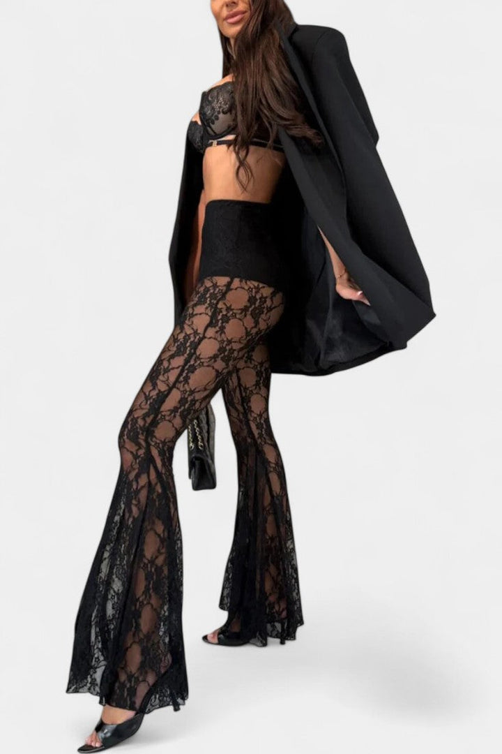 Demelza Conjunto de Blazer Oversized y Pantalones con Encaje Floral