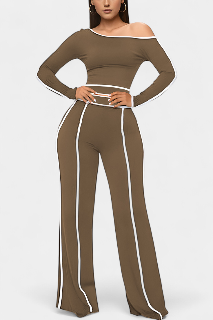 Krystelle Conjunto Off-Shoulder con Pantalón de Corte Recto