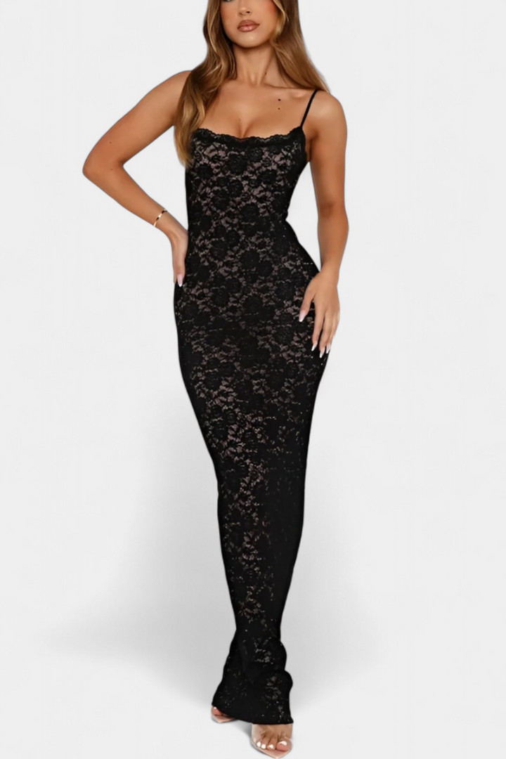 Lunara Vestido de Encaje con Espalda Descubierta