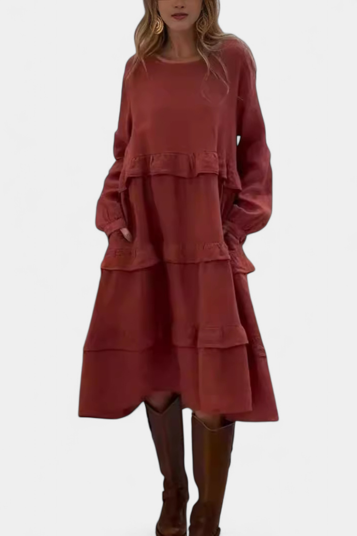 Jada Vestido Sudadera con Volantes y Silueta Casual-Chic