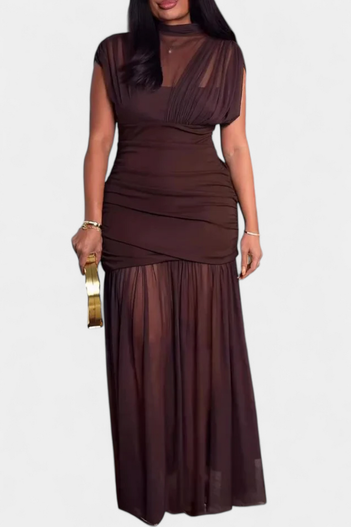 Noelia Vestido Bodycon de Malla Plisada