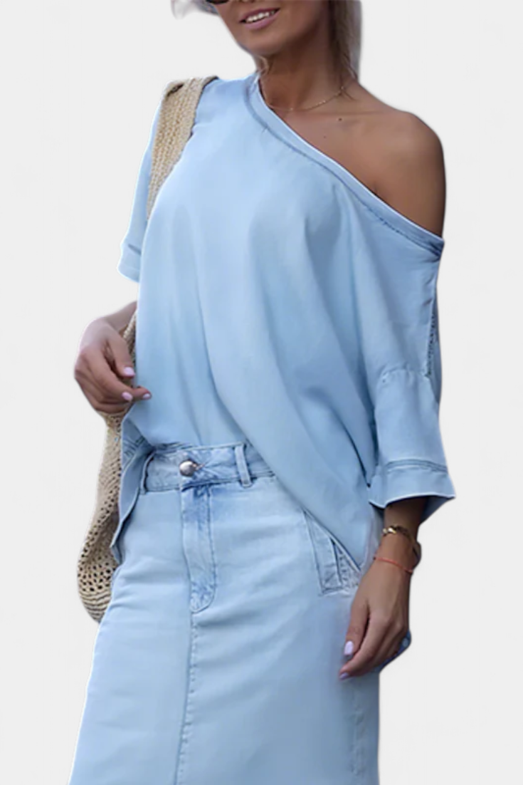 Apolonia Conjunto Vaquero Asimétrico con Abertura Elegante