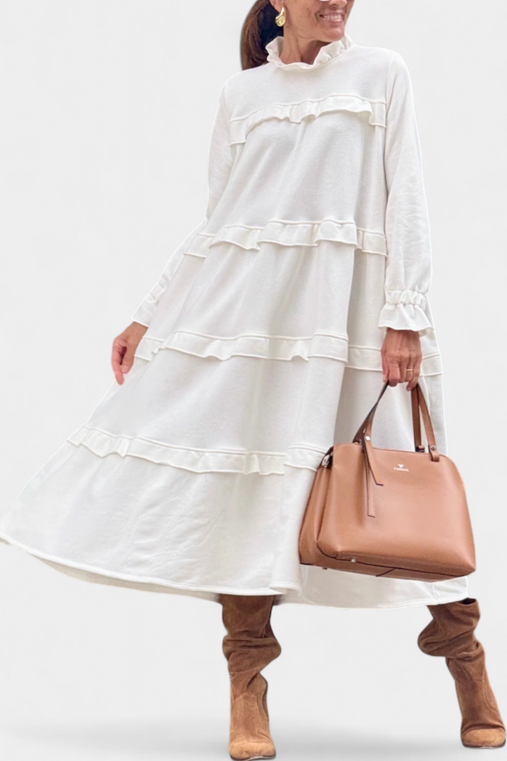 Jada Vestido Sudadera con Volantes y Silueta Casual-Chic