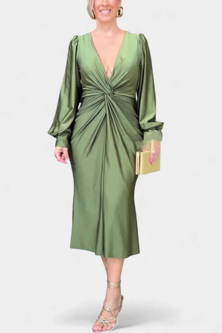 Alouette Vestido Largo de Manga Larga con Cuello en V