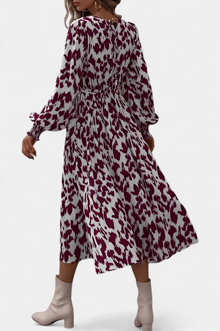 Nerin Vestido A-Line de Leopardo con Cintura Ajustable