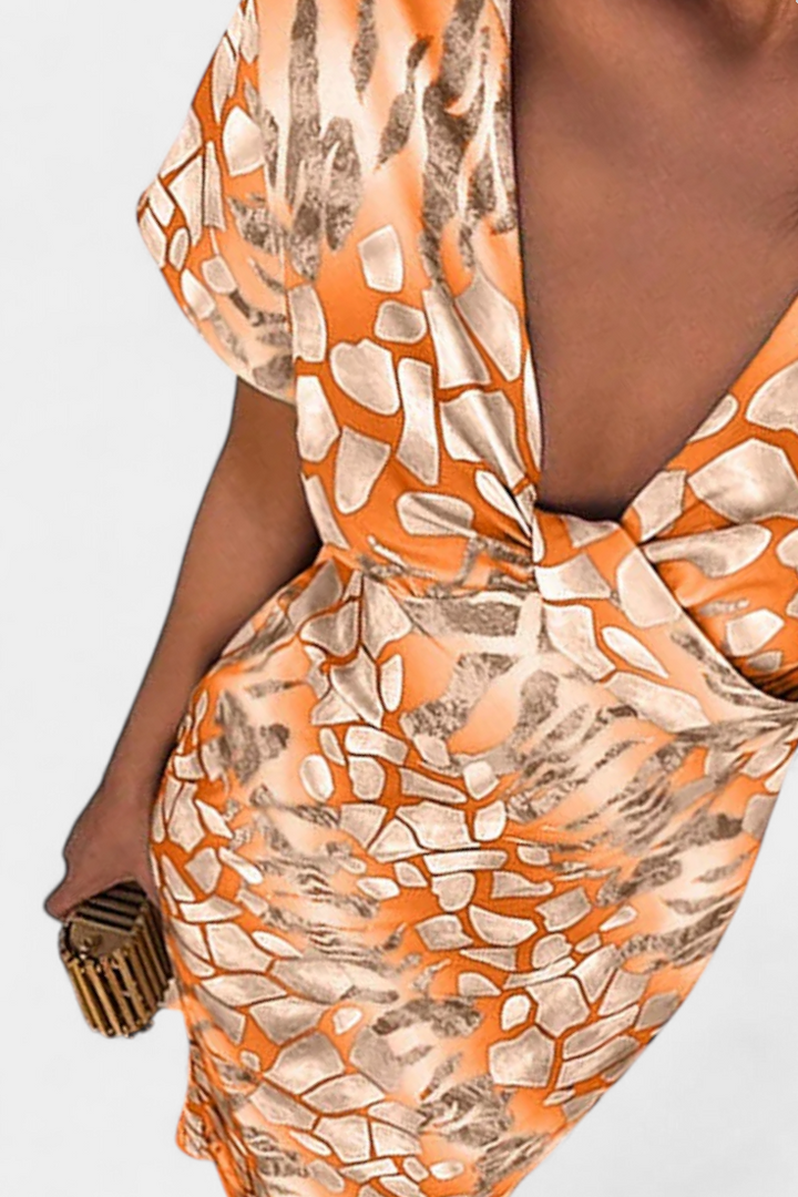 Triana Dress with Abstract Print and V-Neck